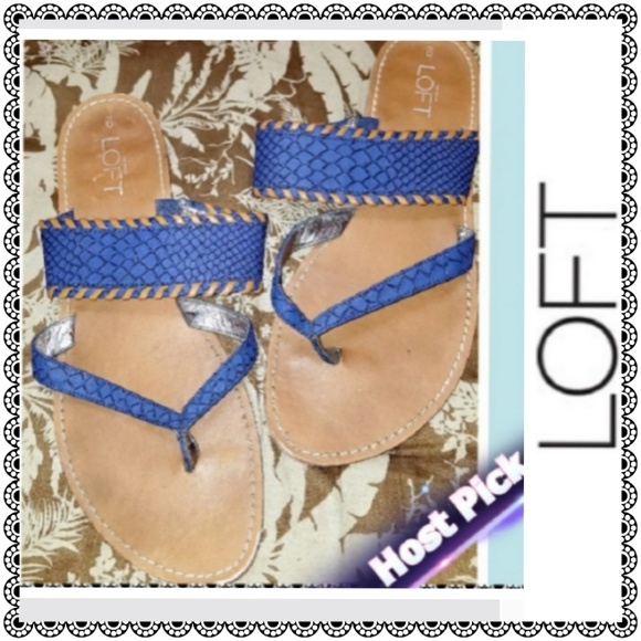 LOFT Shoes - {LOFT} blue/tan snakeskin look sandals, size 9